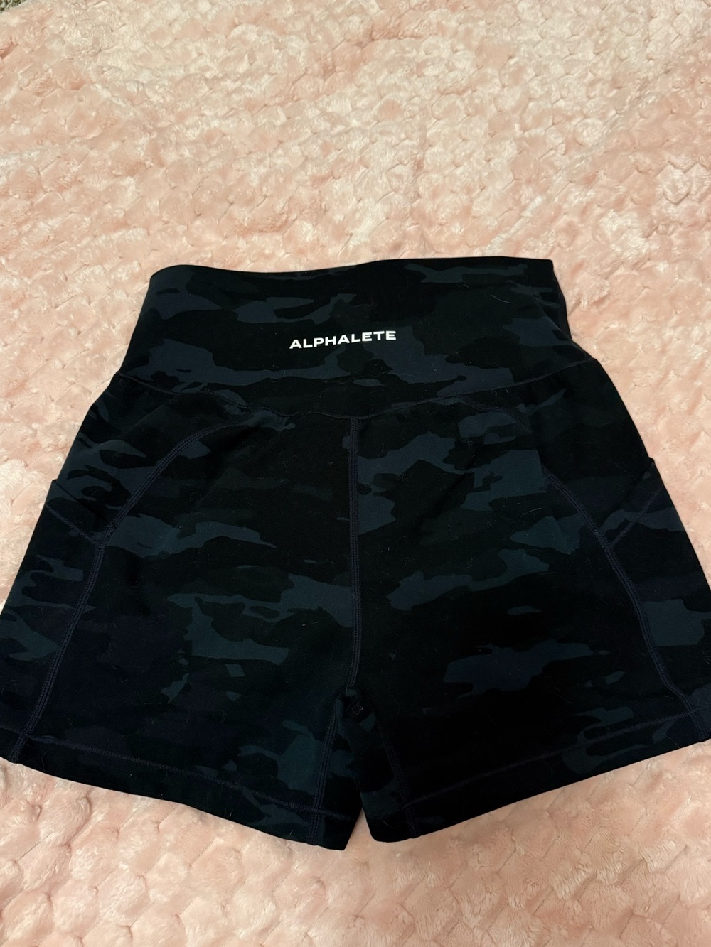 High-Waist Black Camo Alphalete Shorts - Picture 2 of 3